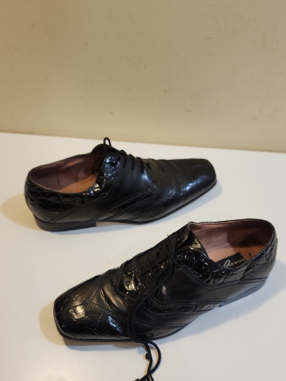 Giorgio Brutini Black Glossy Leather Lace-Up Oxfords Shoes Size 7.5 M